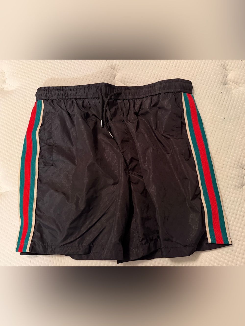 Authentic Men’s Gucci XL Monogrammed Black Swim Trunks